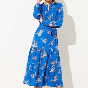 NWT LOFT  blue floral dress with belt size 14